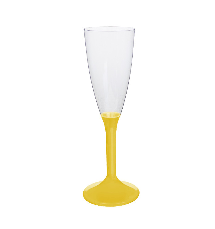 Plastic stam fluitglas Mousserende Wijn geel 120ml 2P (20 stuks) Plastic stam fluitglas Mousserende Wijn geel 120ml 2P (20 stuks)