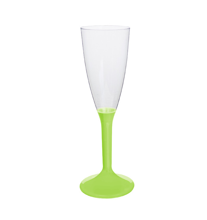 Flûte Champagne Plastique Pied Vert Citron 120ml 2P (20 Utés) Flûte Champagne Plastique Pied Vert Citron 120ml 2P (20 Utés)