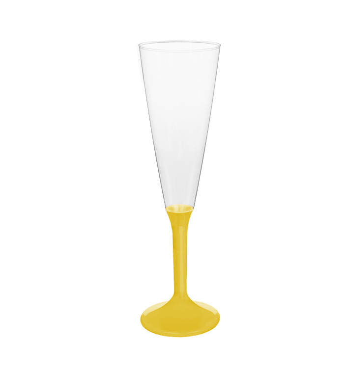 Flûte Champagne Plastique Pied Jaune 160ml 2P (20 Utés) Flûte Champagne Plastique Pied Jaune 160ml 2P (20 Utés)