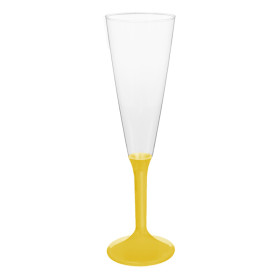 Flûte Champagne Plastique Pied Jaune 160ml 2P (200 Utés)