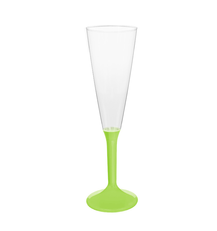Flûte Champagne Plastique Pied Vert citron 160ml 2P (200 Utés) Flûte Champagne Plastique Pied Vert citron 160ml 2P (200 Utés)