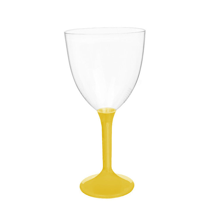 Flûte en Plastique Vin Pied Jaune 300ml 2P (20 Utés)