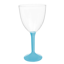 Flûte en Plastique Vin Pied Turquoise 300ml 2P (200 Utés)