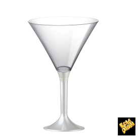 Flûte Plastique Cocktail Pied Blanc Perlé 185ml 2P (200 Utés)