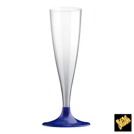 Plastic stam fluitglas Mousserende Wijn blauw parel 140ml 2P (20 stuks)