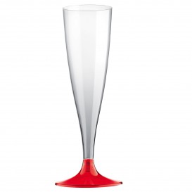 Plastic stam fluitglas Mousserende Wijn rood transparant 140ml 2P (400 stuks)