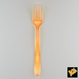 Plastic PS vork Premium oranje 19cm (50 stuks)