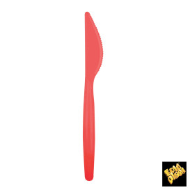 Plastic PS mes  "Easy" rood 18,5cm (20 stuks) 