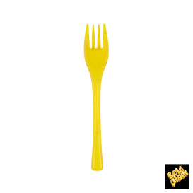 Fourchette Plastique  Fly jaune 140mm (50 Unités)