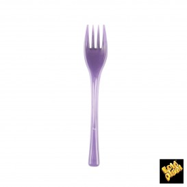 Plastic PS vork "Flen" lila transparant 14cm (50 stuks) 