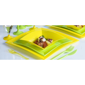 Plastic bord Plat geel "Nice" PP 18 cm (25 stuks) 