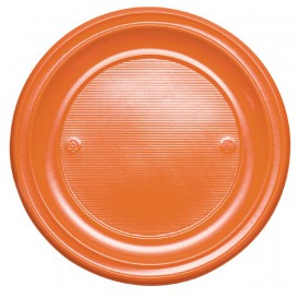 Assiette Plastique Plate Orange PS 220mm (30 Unités)