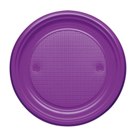 Assiette Plastique Plate Violette PS 170mm (1100 Unités)