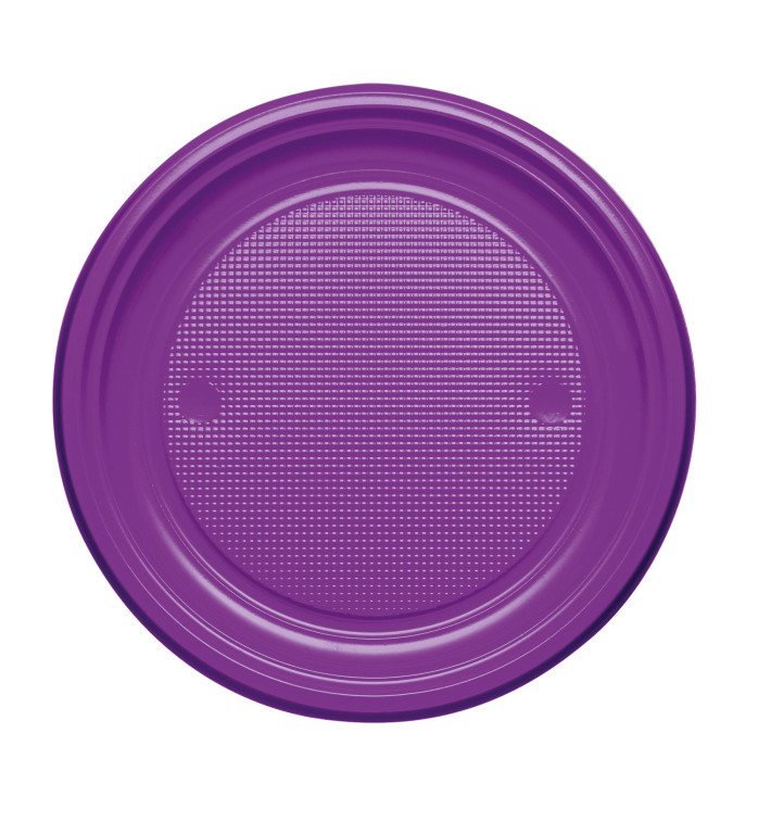 Plastic bord PS Plat paars Ø17 cm (50 stuks) Plastic bord PS Plat paars Ø17 cm (50 stuks)