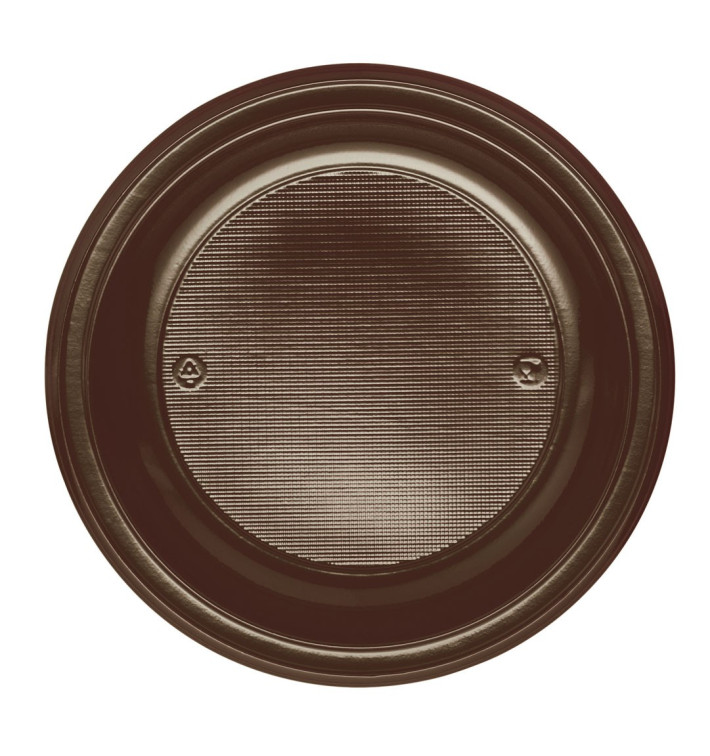 Plastic bord PS Plat chocolade Ø22 cm (30 stuks) Plastic bord PS Plat chocolade Ø22 cm (30 stuks)