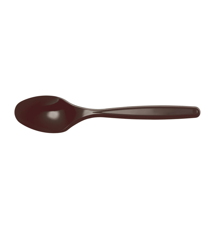 Plastic PS thee lepel chocolade 12cm (40 stuks) Plastic PS thee lepel chocolade 12cm (40 stuks)