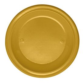 Assiette Plastique Plate Or PS 220mm (30 Unités)