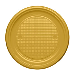 Assiette Plastique Plate Or PS 170mm (50 Unités)