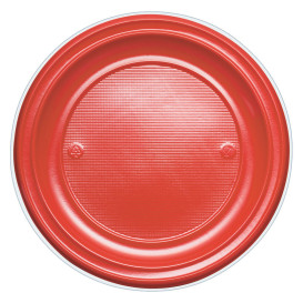 Plastic bord PS Plat rood Ø22 cm (30 stuks) 