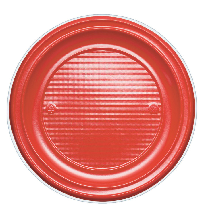 Plastic bord PS Plat rood Ø22 cm (30 stuks) Plastic bord PS Plat rood Ø22 cm (30 stuks)