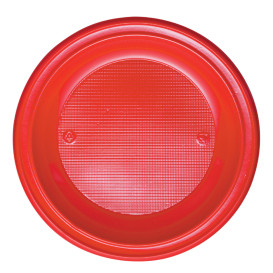 Plastic bord PS Diep rood Ø22 cm (600 stuks)