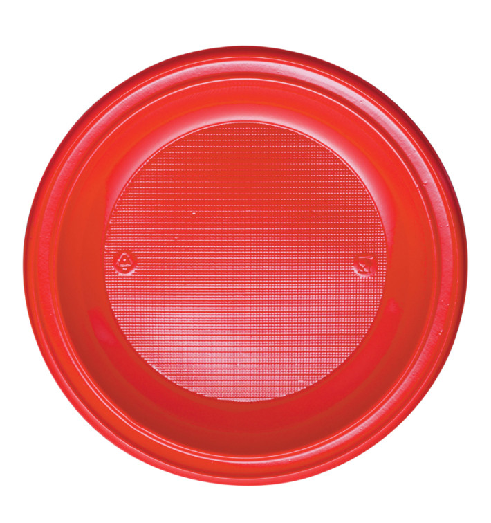 Plastic bord PS Diep rood Ø22 cm (30 stuks) Plastic bord PS Diep rood Ø22 cm (30 stuks)
