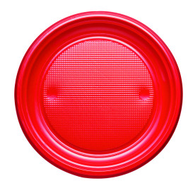 Plastic bord PS Plat rood Ø17 cm (50 stuks) 