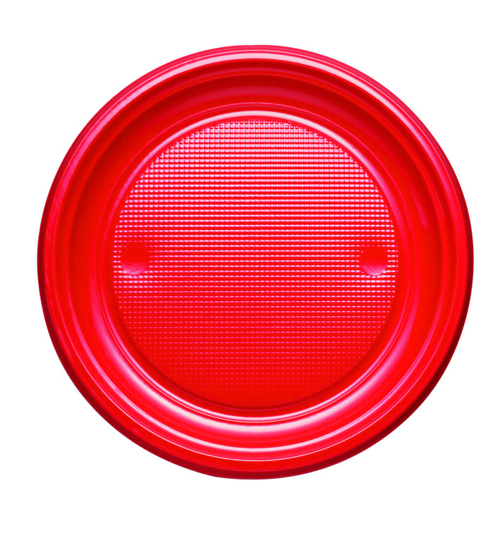 Plastic bord PS Plat rood Ø17 cm (1100 stuks) Plastic bord PS Plat rood Ø17 cm (1100 stuks)