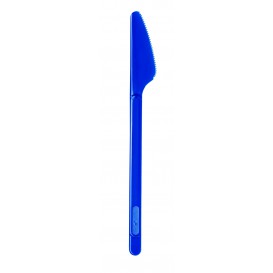 Plastic PS mes donkerblauw 17,5cm (20 stuks) 