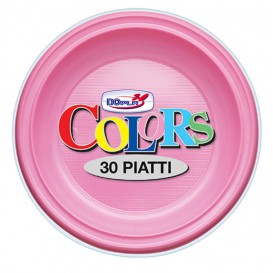 Assiette Plastique Plate Rose PS 220mm (30 Unités)