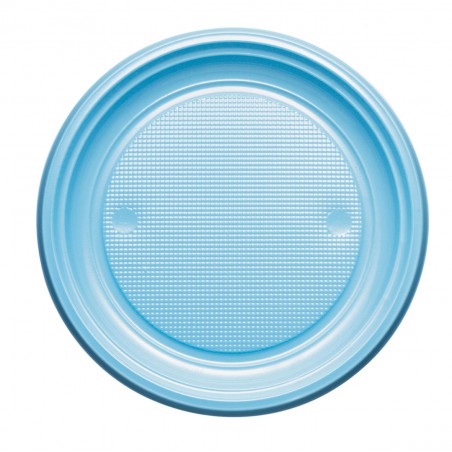 Assiette Plastique PS Plate Bleu Clair Ø170mm (50 Unités)