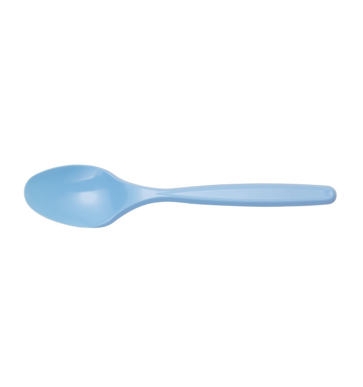 Plastic PS thee lepel lichtblauw 12cm (1200 stuks) Plastic PS thee lepel lichtblauw 12cm (1200 stuks)