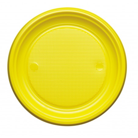 Plastic bord PS Plat geel Ø22 cm (780 stuks)