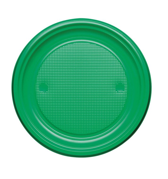 Plastic bord PS Plat groen Ø17 cm (50 stuks) 