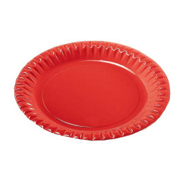 Papieren bord Rond vormig "Party" rood 18cm (10 stuks) 