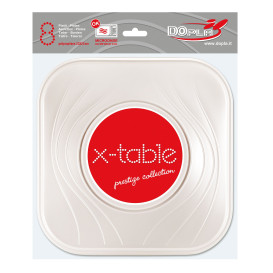 Assiette Plastique PP "X-Table" Carré Perle 230mm (120 Utés)
