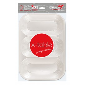 Plastic Compartment dienblad "X-Table" 3C parel 33x23cm (2 stuks) 
