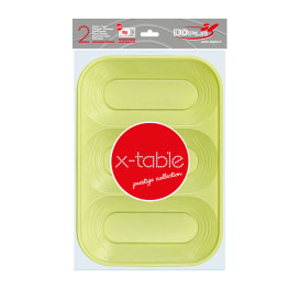 Plastic dienblad microgolfbaar "X-Table" 3C limoengroen 33x23cm (2 stuks) 