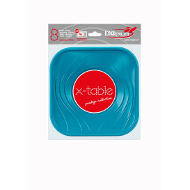 Assiette Plastique PP "X-Table" Turquoise 180mm (8 Utés)