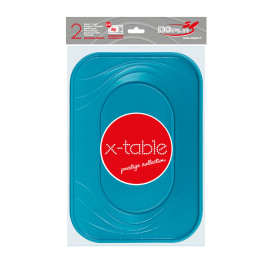 Plateau Plastique PP "X-Table" Turquoise 330x230mm (60 Utés)