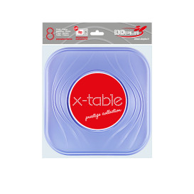 Plastic bord PP "X-Table" Vierkant paars 23 cm (8 stuks) 