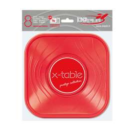 Bol Plastique PP Carré "X-Table" Rouge 18x18cm (120 Utés)