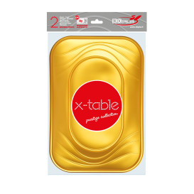 Plateau Plastique PP "X-Table" Or 330x230mm (2 Unités)