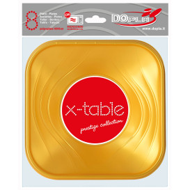 Bol Plastique PP Carré "X-Table" Or 18x18cm (120 Utés)