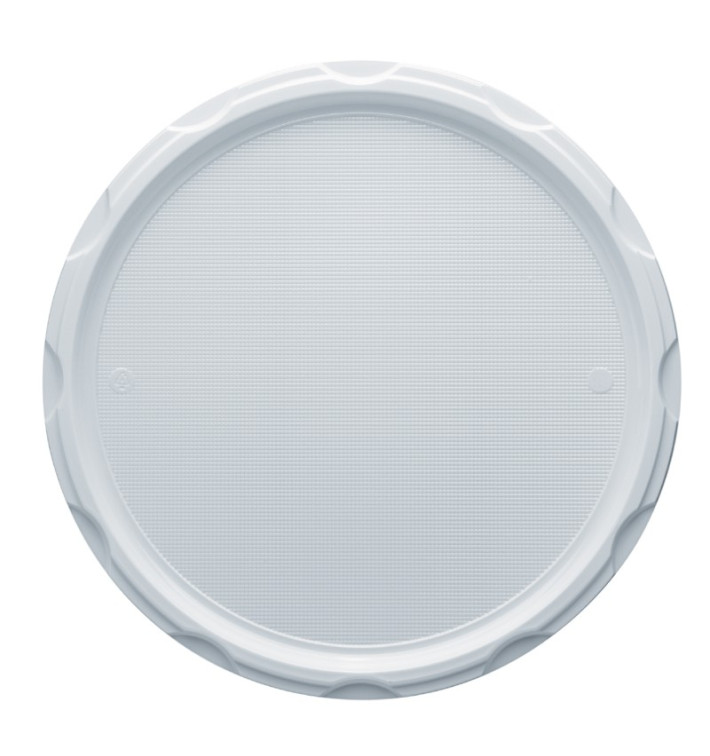Assiette Plastique à Pizza PS Blanche 320mm (500 Unités)