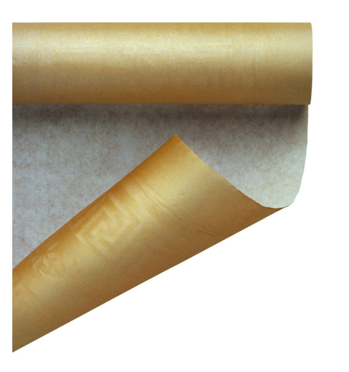 Papieren tafelkleed rol goud 1,2x7m (25 stuks) Papieren tafelkleed rol goud 1,2x7m (25 stuks)