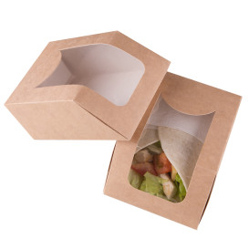 Papieren take-out Container met venster kraft 90x51x12cm (25 stuks) 