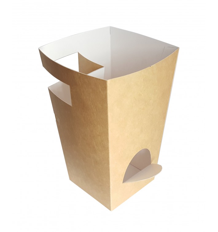 Papieren doos voor etenswaren voor Churros met beker houder kraft 7,8x7,8x17,9cm (25 stuks) 