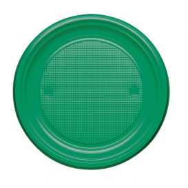 Plastic bord PS Plat groen Ø22 cm (30 stuks) 