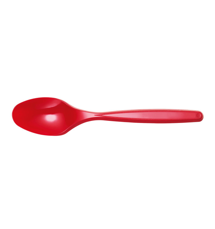Plastic PS thee lepel rood 12cm (40 stuks) Plastic PS thee lepel rood 12cm (40 stuks)